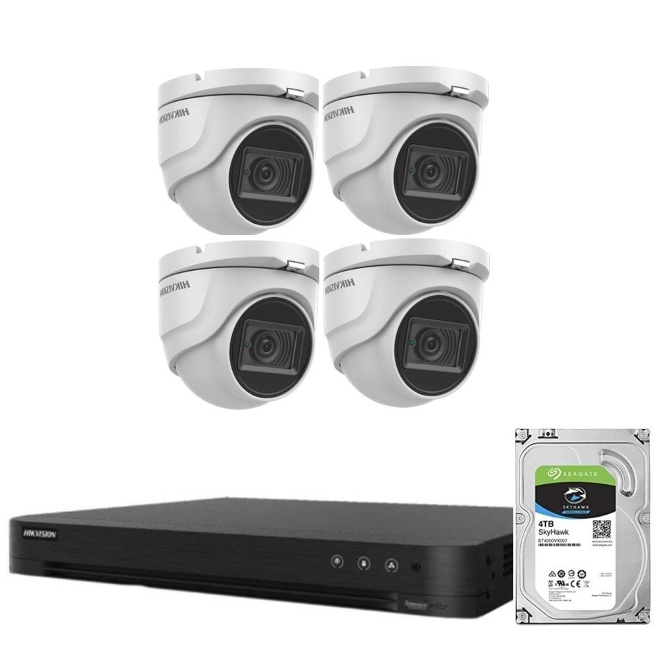 8MP Analogue 4 Channel Hikvision Kit Turret 30M